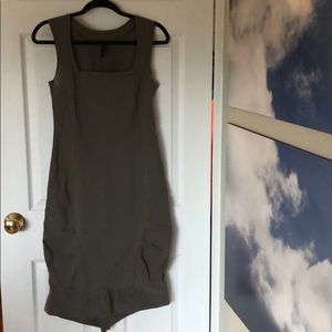 San Francisco designer, Porto, olive green dress